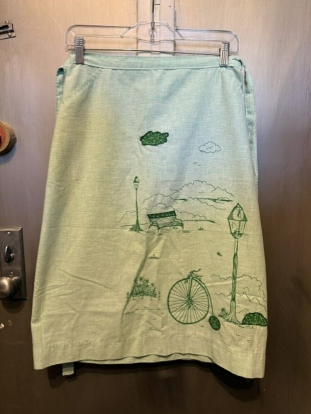 Vintage Adjustable Wrap Skirt with French Motif Embroidery
